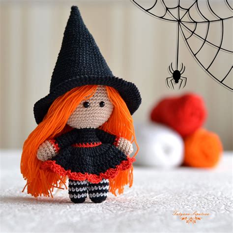 Handmade crochet witch doll